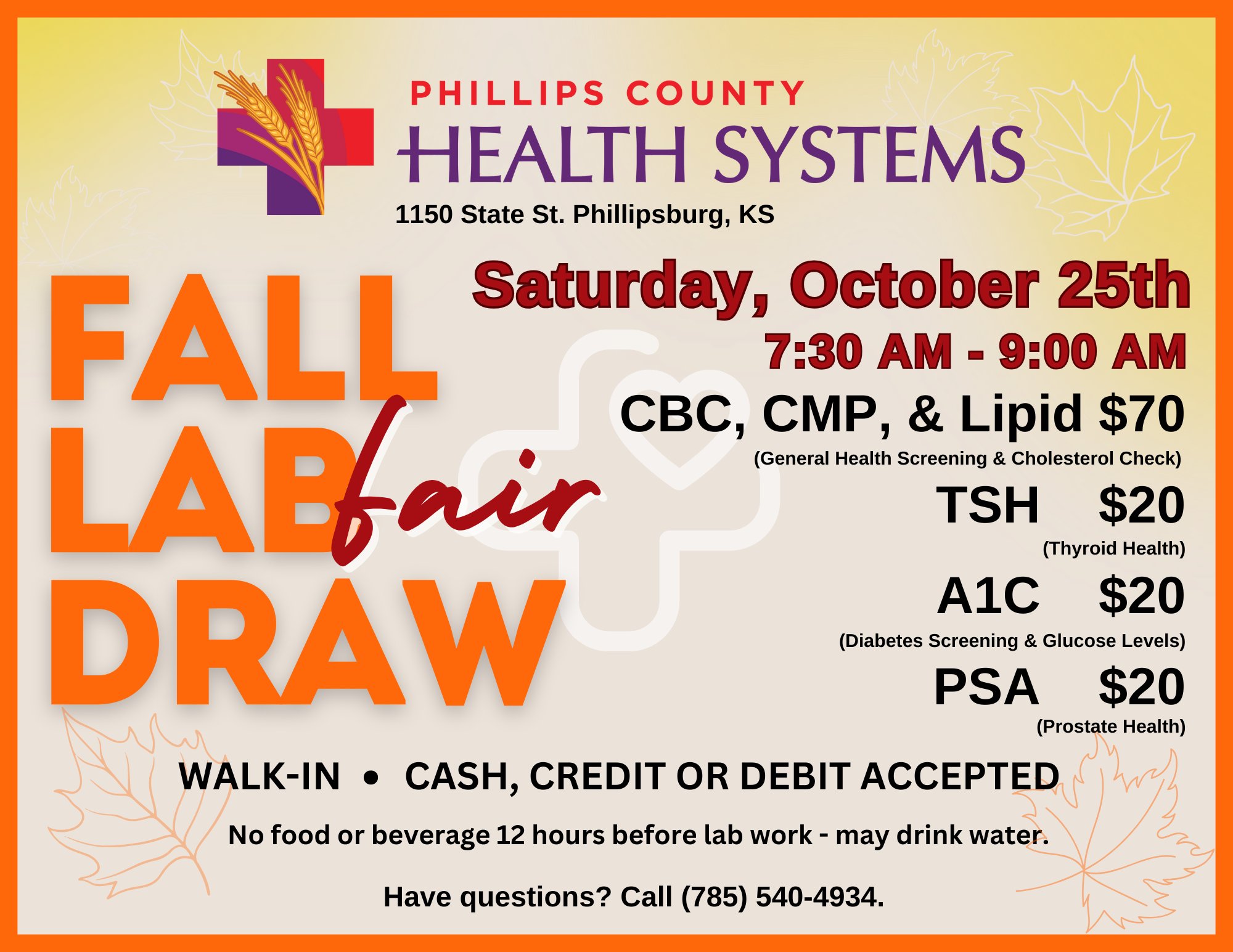 Phillips - Fall Community Lab Draw When: Saturday, October 25th 7:30 AM ...