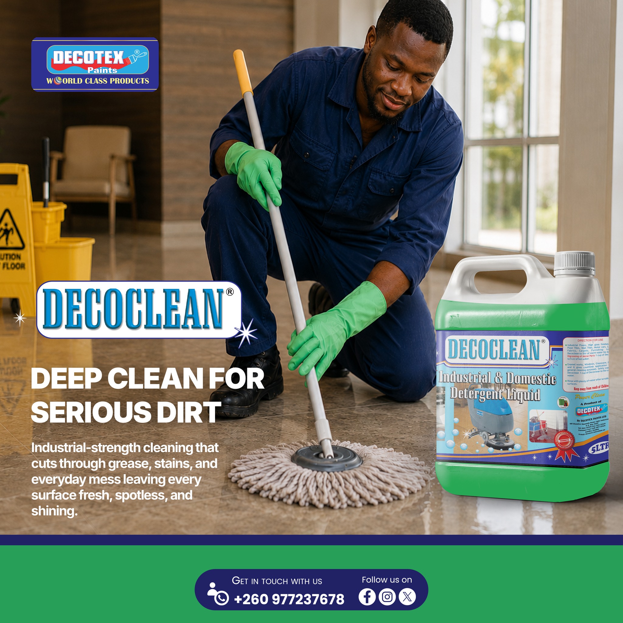 Grease. Dirt. Stubborn stains. DECOCLEAN is built to handle them all. From homes and offices to workshops and commercial spaces, DECOCLEAN leaves your floors and surfaces fresh, spotless, and professionally clean. Powerful
