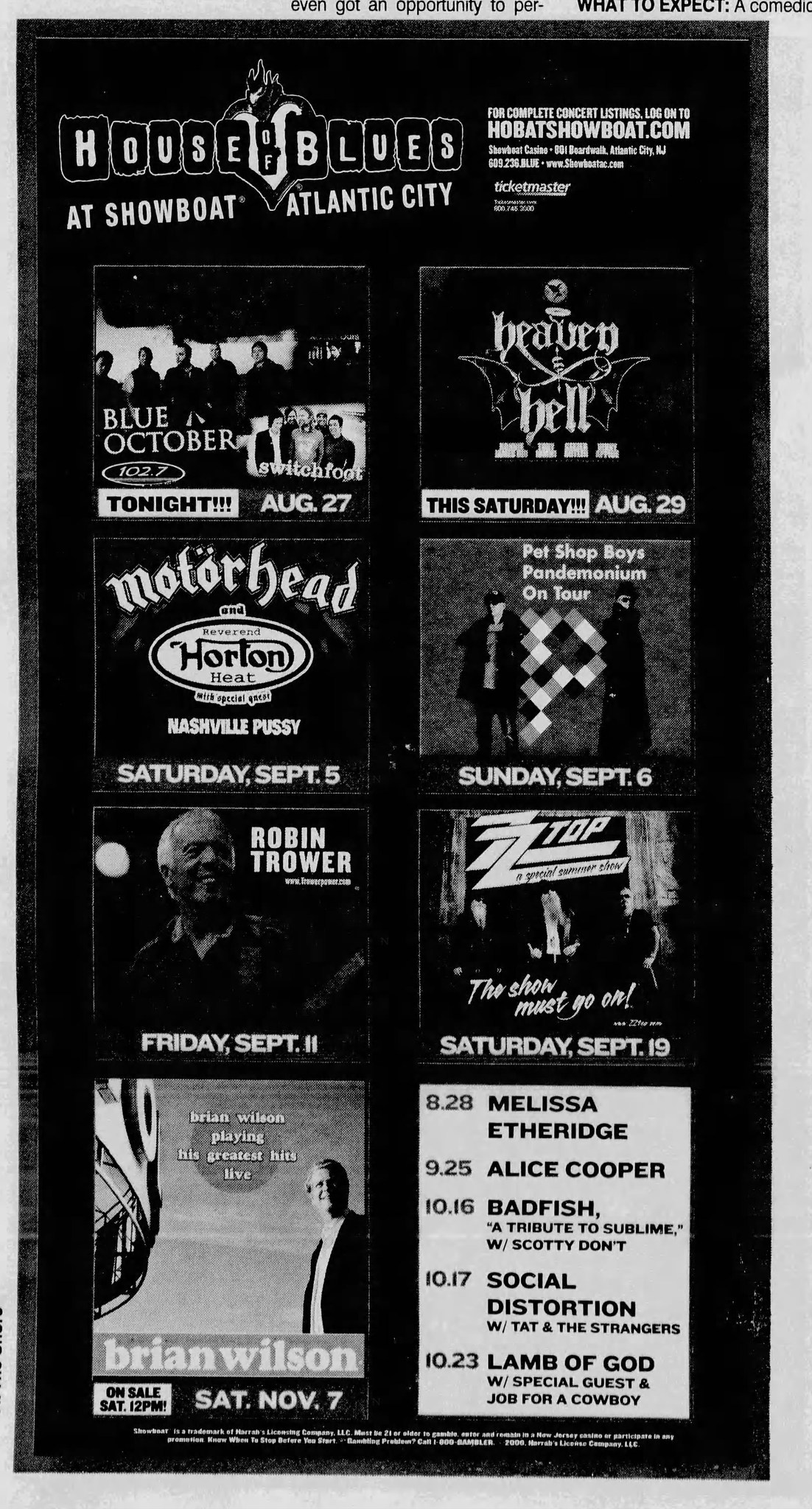 Motörhead concert at House of Blues Atlantic City 2009