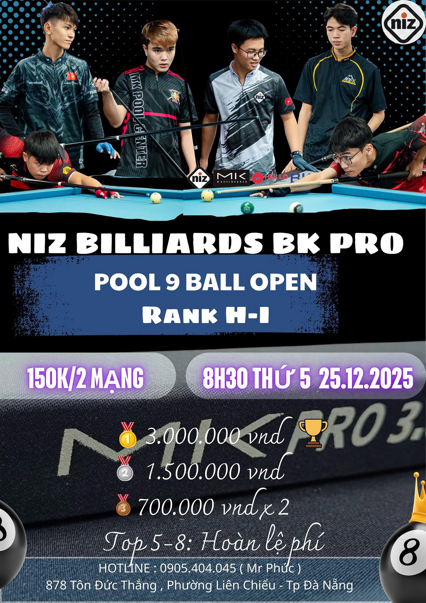NIZ - 🏆CLB NIZ Billiards Club BKPRO thông báo : GIẢI POOL 9 BI hạng H I ...