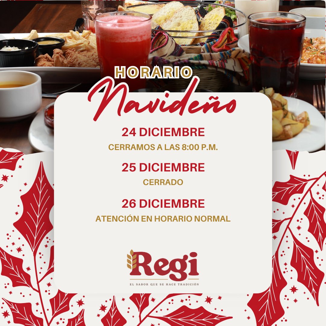 Regi - ¡Felices fiestas! 🎅🙌 🥳 Te compartimos nuestro horario navideño ...