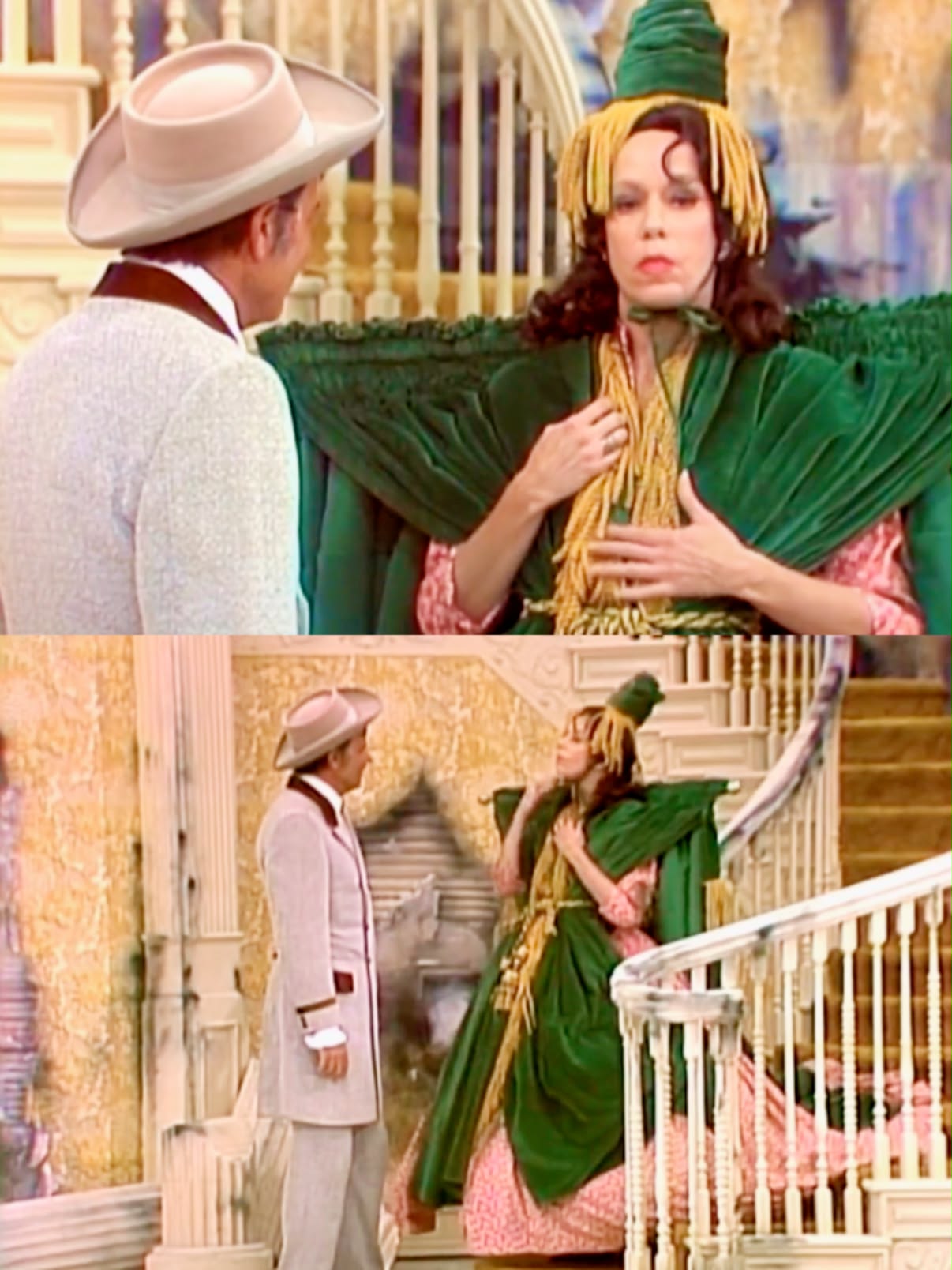 carol burnett green curtain dress The rod wasn't in the script. wore it anyway — and it became TV history. November 13, 1976. Burnett walks down that staircase as “Starlett O'Hara,” decked out in 3.11.25