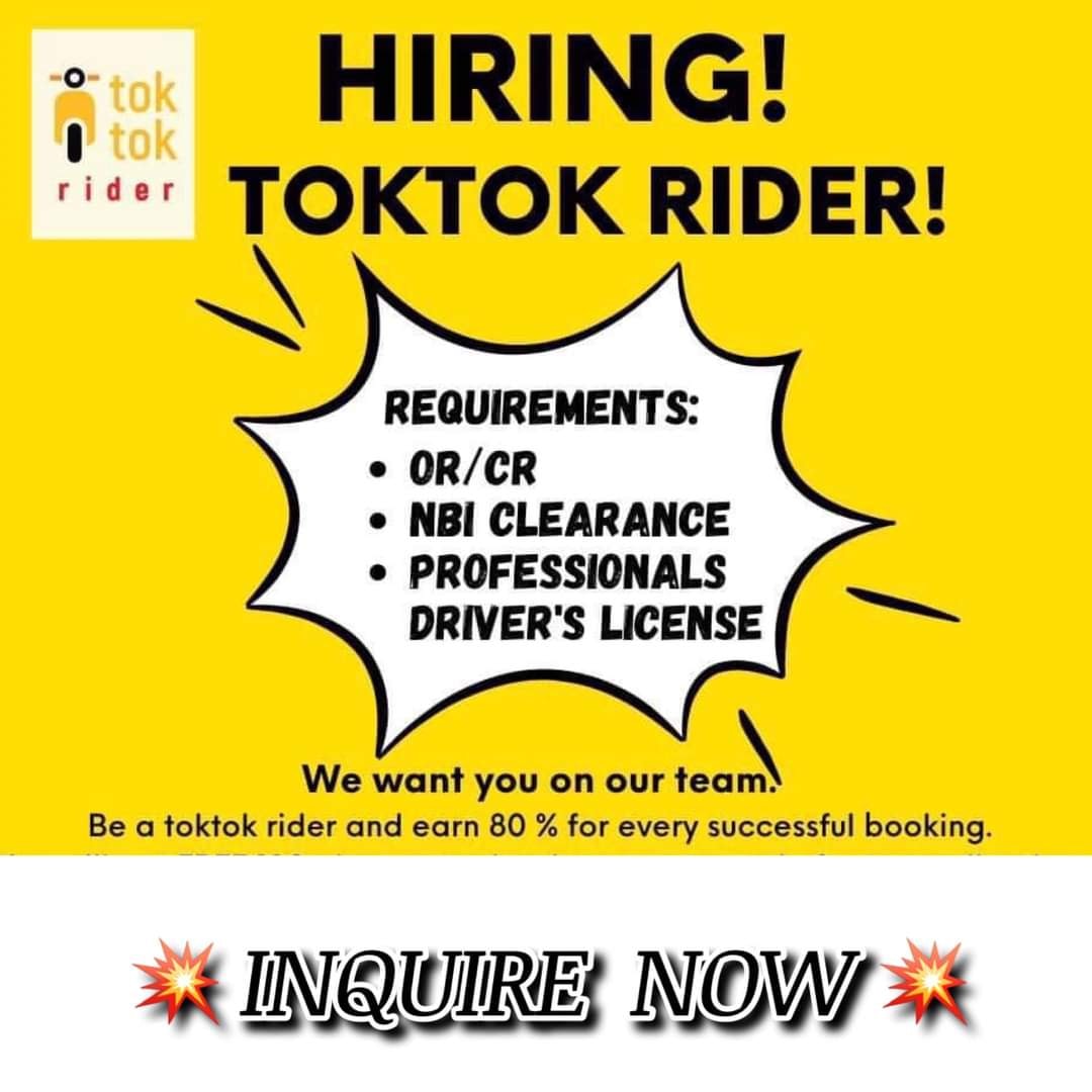 Toktok 11-in-1 Franchise - ‼️WE ARE HIRING TOKTOK RIDERS‼️ List of ...