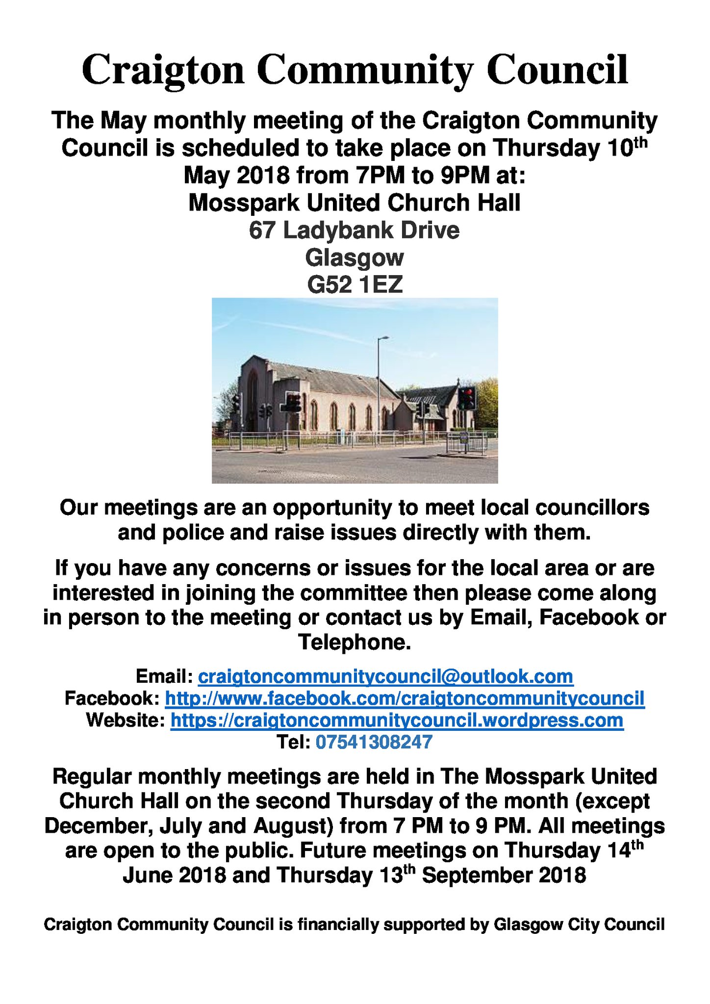 Craigton Community Council - Notification of next meeting | Facebook
