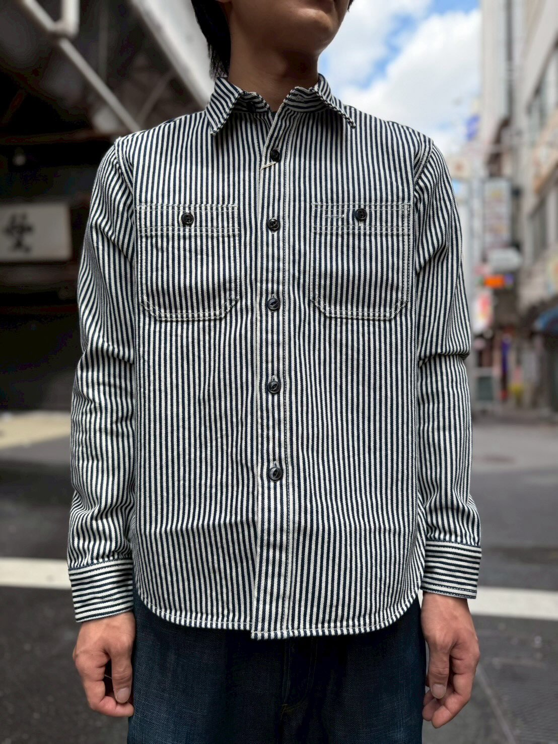 STUDIO D'ARTISAN ヒッコリーストライプカバーオール STUDIO D'ARTISAN FOX COTTON COVERALL 12oz Herringbone lot 4638