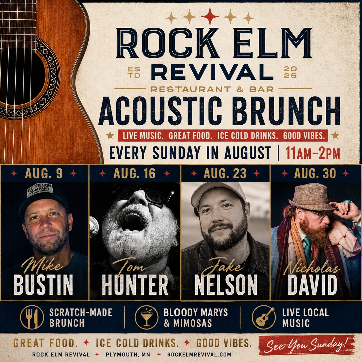 Rock Elm Revival's August acoustic brunch in Plymouth, MN