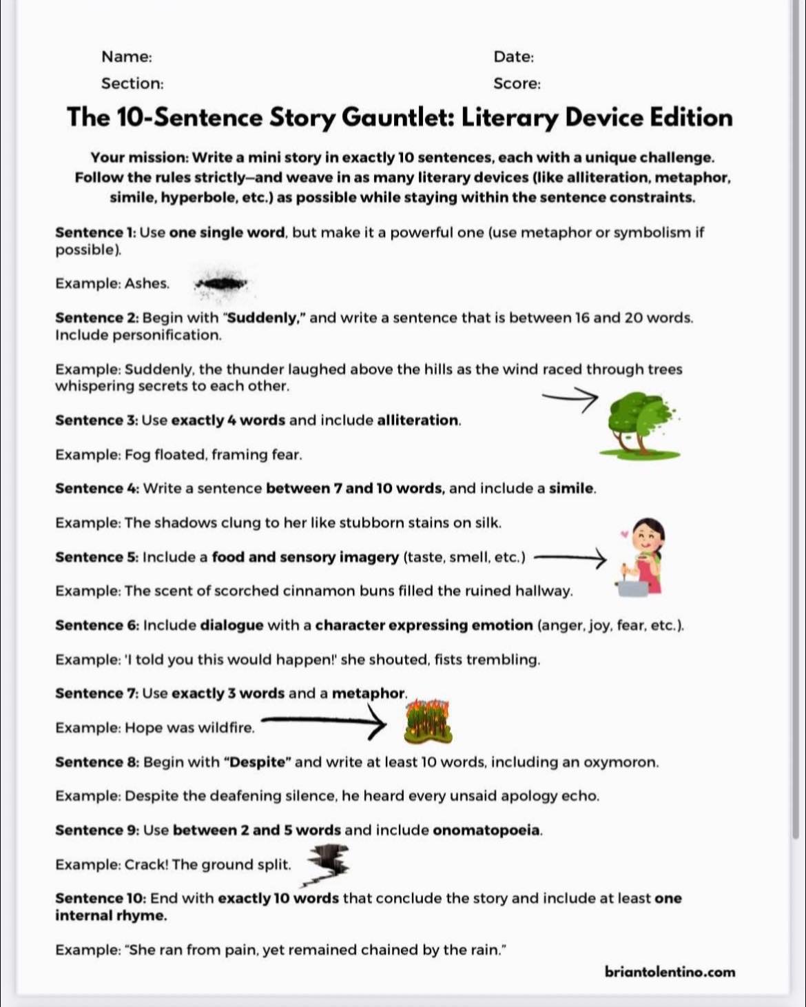 Tolentino - The 10-Sentence Story Gauntlet: Literary Device Edition ...