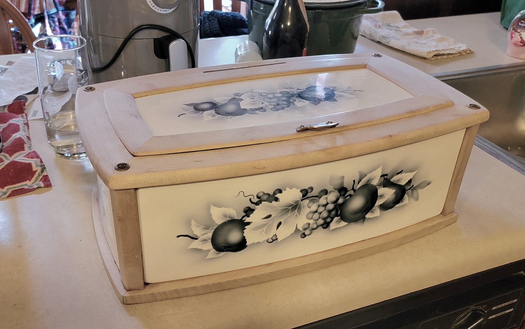 Cylinders stored in 1890s porcelain bread box