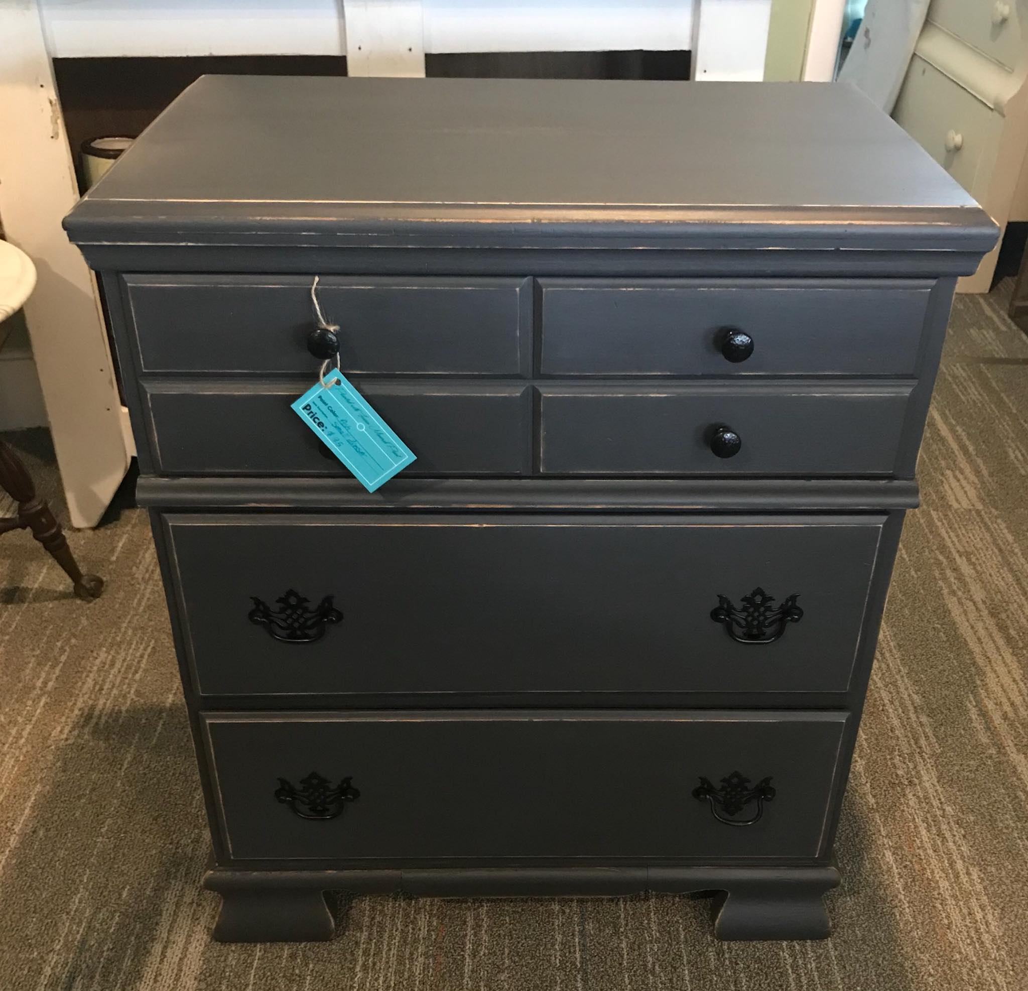 dark grey distressed dresser small with finish Chalk paint