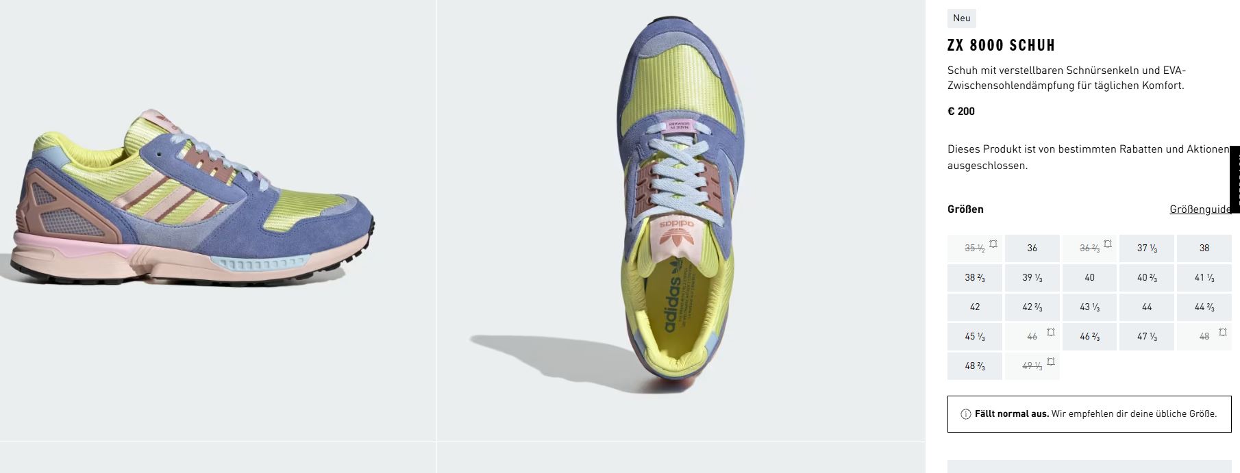 The adidas ZX 8000 Made in Germany “Lemon Blue” is now available