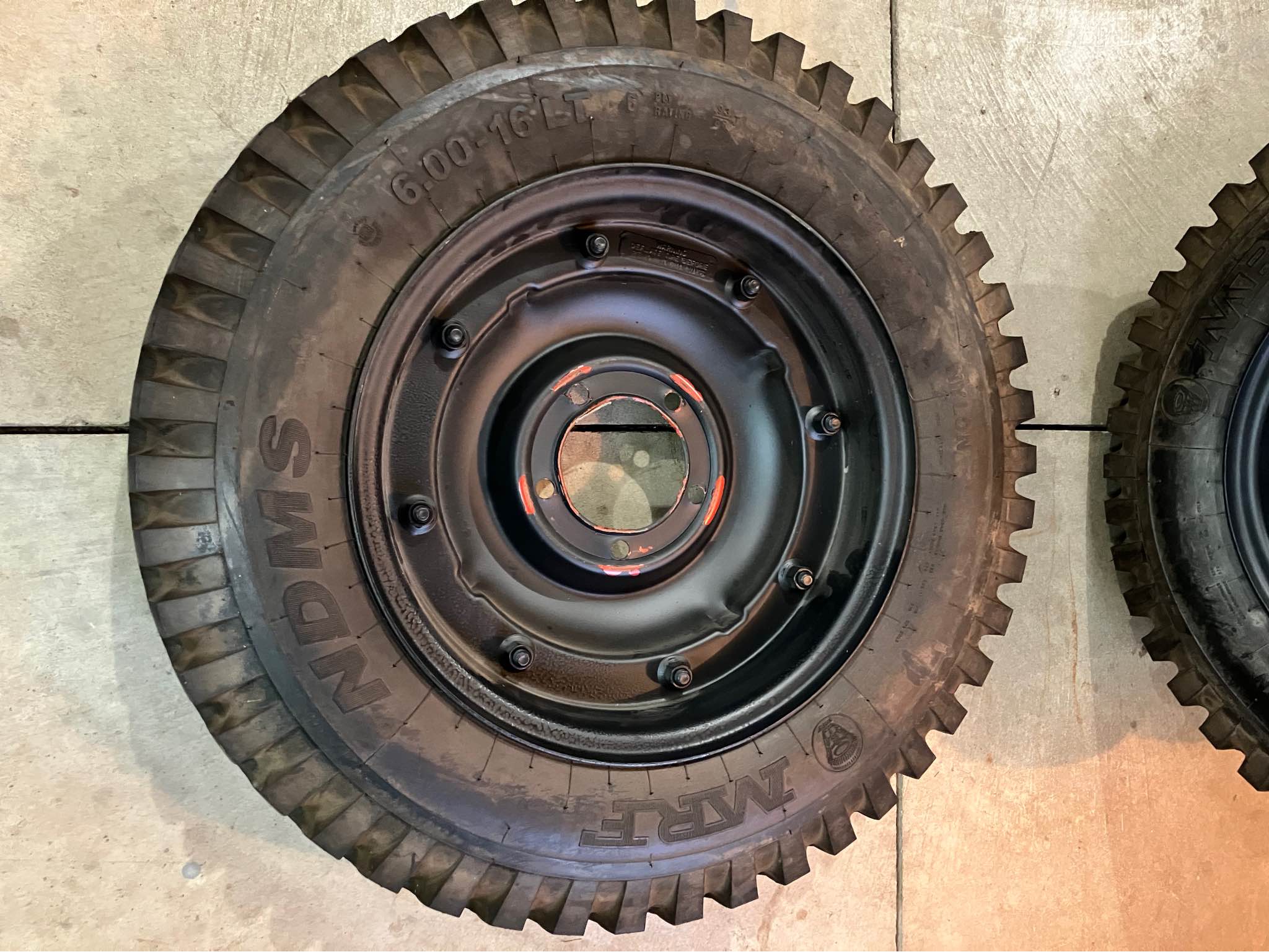 Four Jeep Combat Rims & Tires 6.00” x 16” NDT for MB/GPW/CJ - Car ...