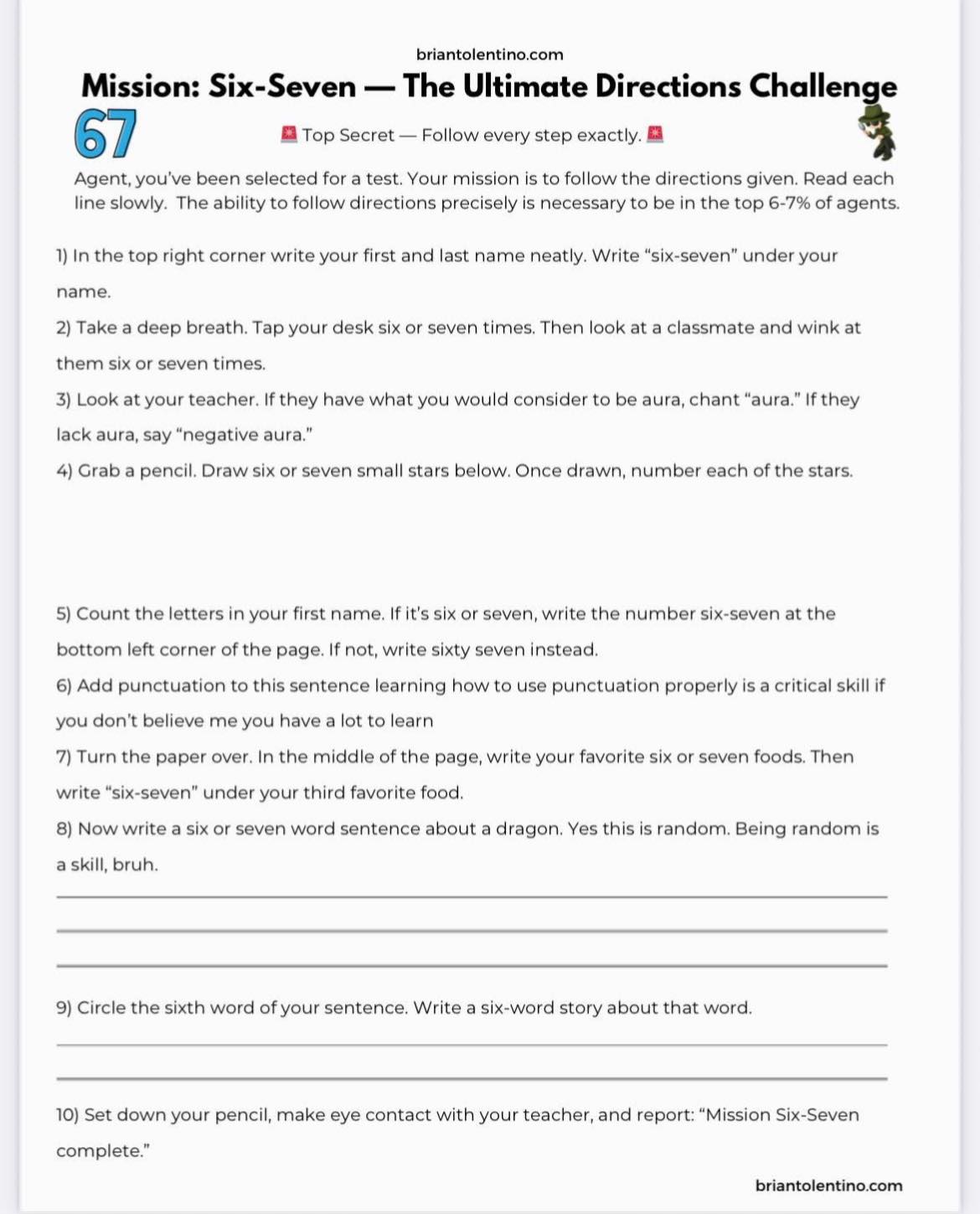 Tolentino - Mission: Six-Seven — The Ultimate Directions Challenge ...
