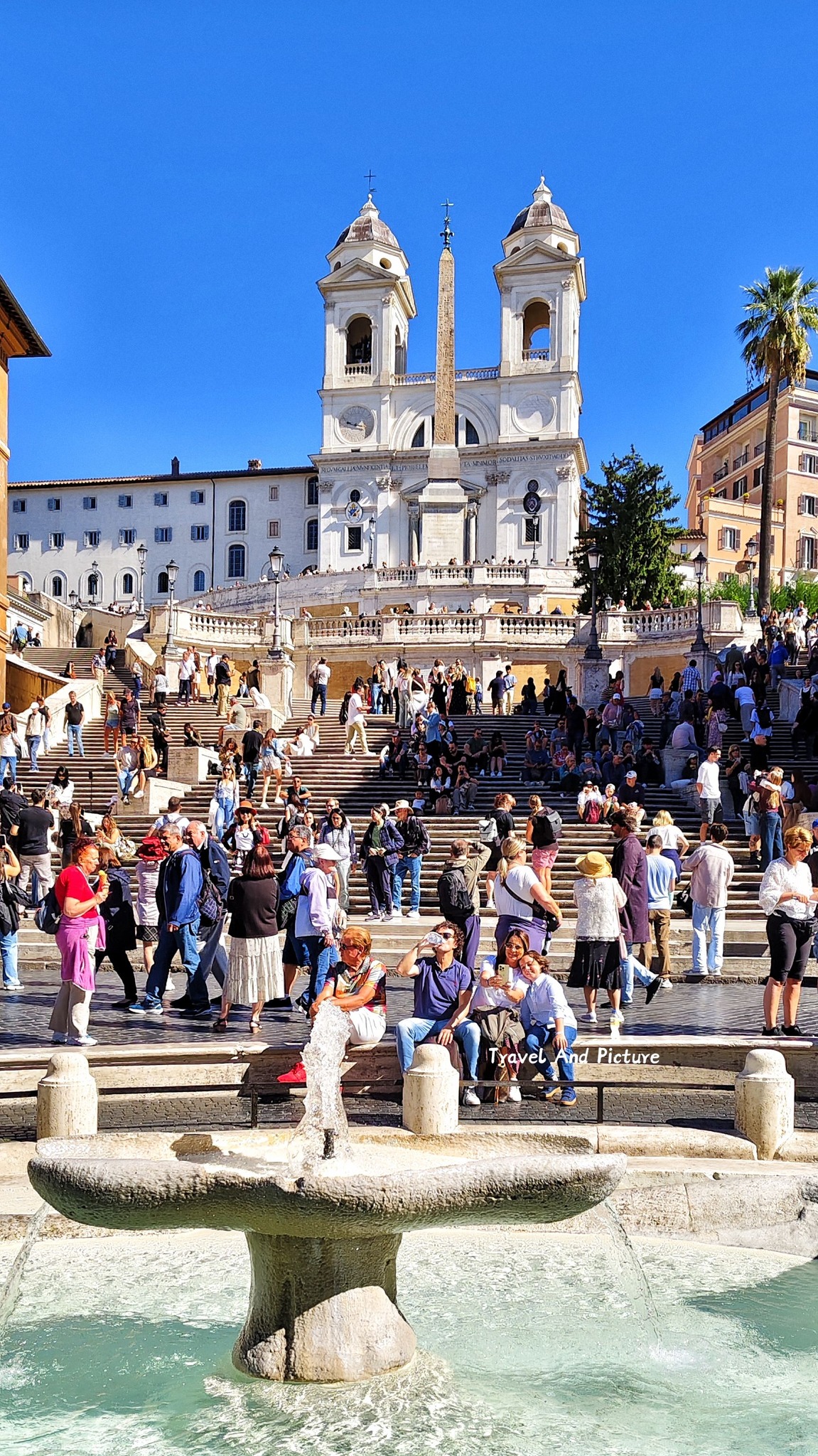 Spanish Steps in Rome Italy with azaleas
