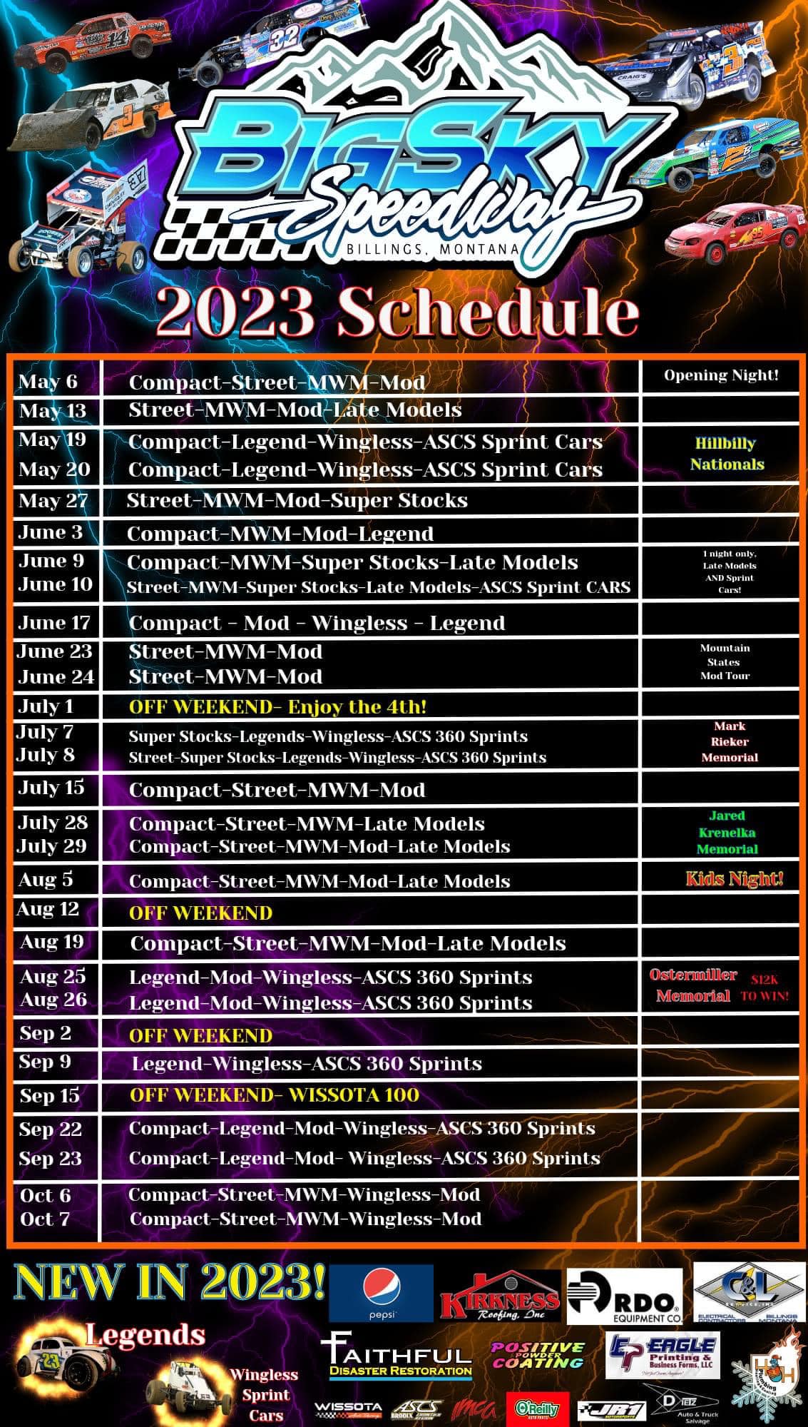 Baxter Racing - Updated racing schedule! 🏁 Big Sky...