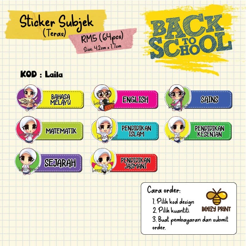 Beezy Print - BACK TO SCHOOL! Sticker subjek untuk...