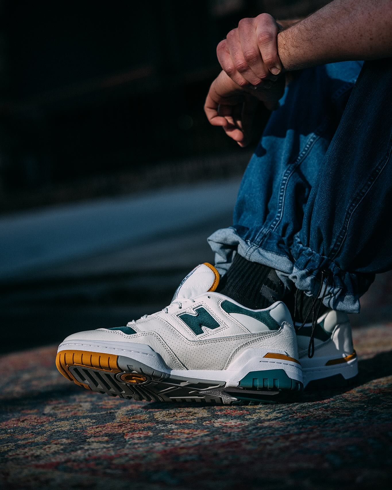 NewBalance ( BB550VRA ) 550 Suede Toe Green / Mustard are now 