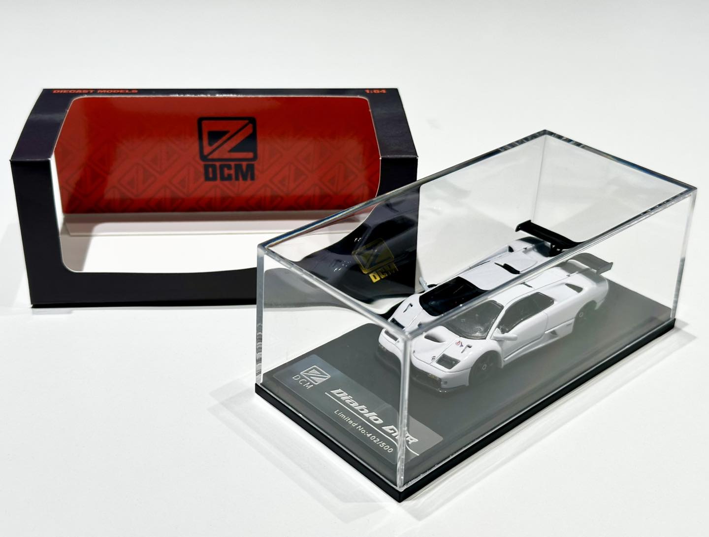 New in stock DCM 1/64th Lamborghini Diablo GTR White. Limited