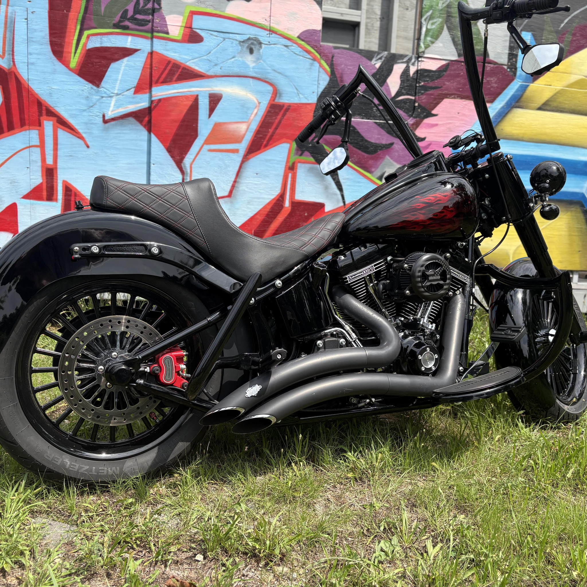 21 softail slim bobber. Fabricated rear fender and sissy bar. Matte ...