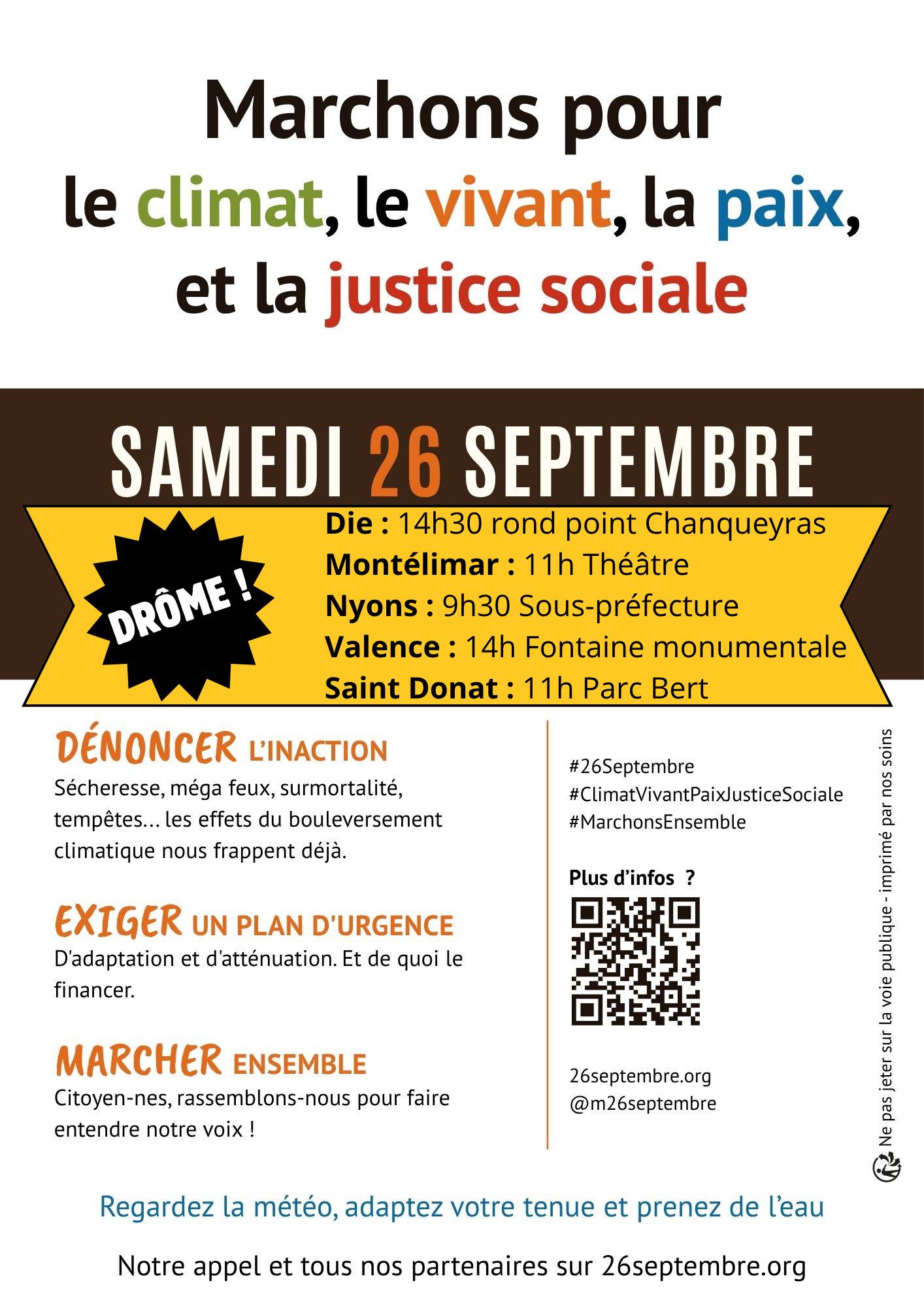 Marche pour le CLIMAT, le VIVANT, la PAIX et la JUSTICE SOCIALE