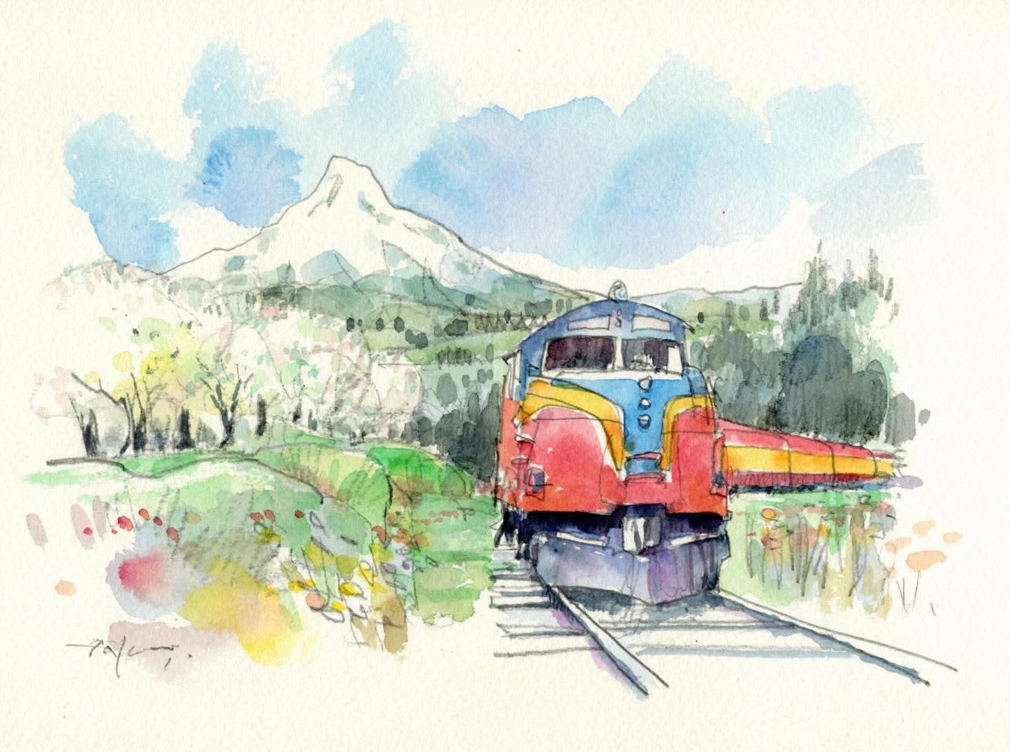 モルダウ川 プラハ風景 カレル橋のたもとを描いた一枚 #watercolor
