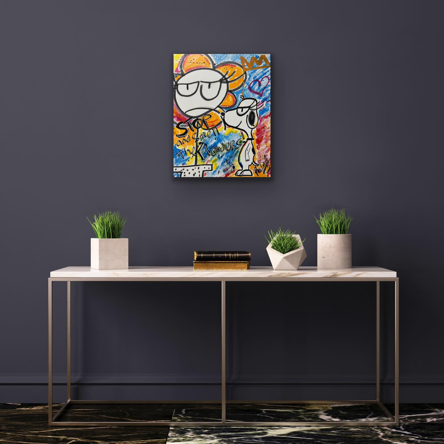 Mixed media art piece 'stop and smell the flowers' by philmyportraits