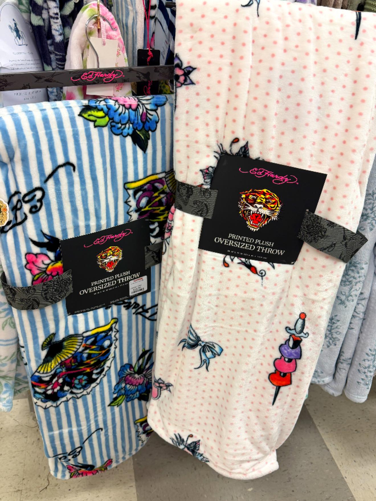 Ed Hardy blankets spotted at TJMaxx 😍🎀🦋💜 #tjmaxxfinds #edhardy