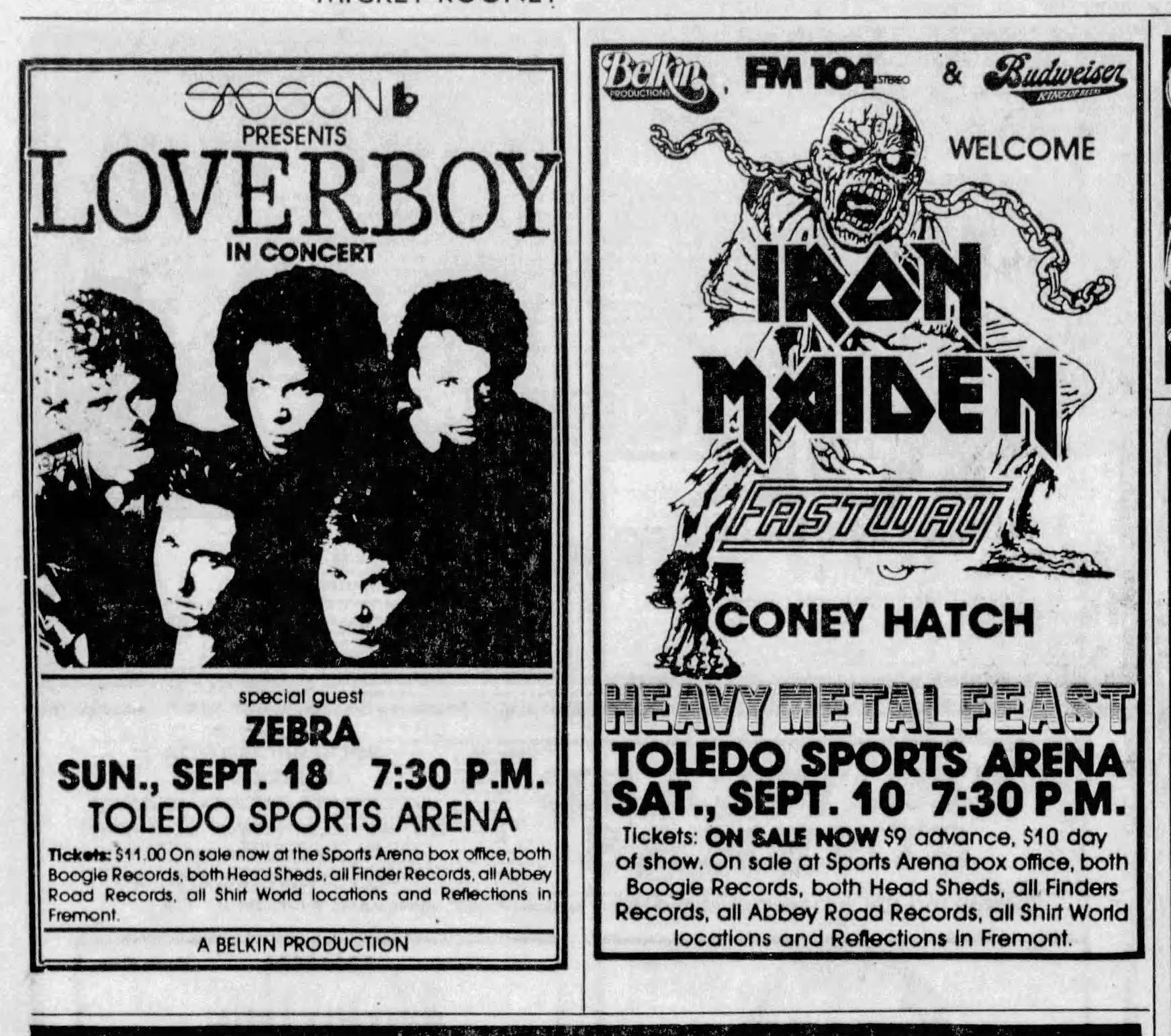 Loverboy and Zebra in concert at Toledo Sports Arena on September