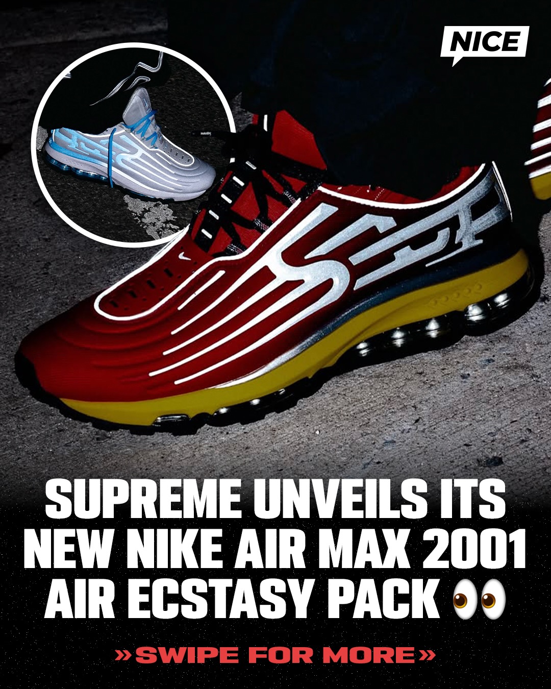 Supreme reimagined the Nike Air Max 2001 Air Ecstasy for its