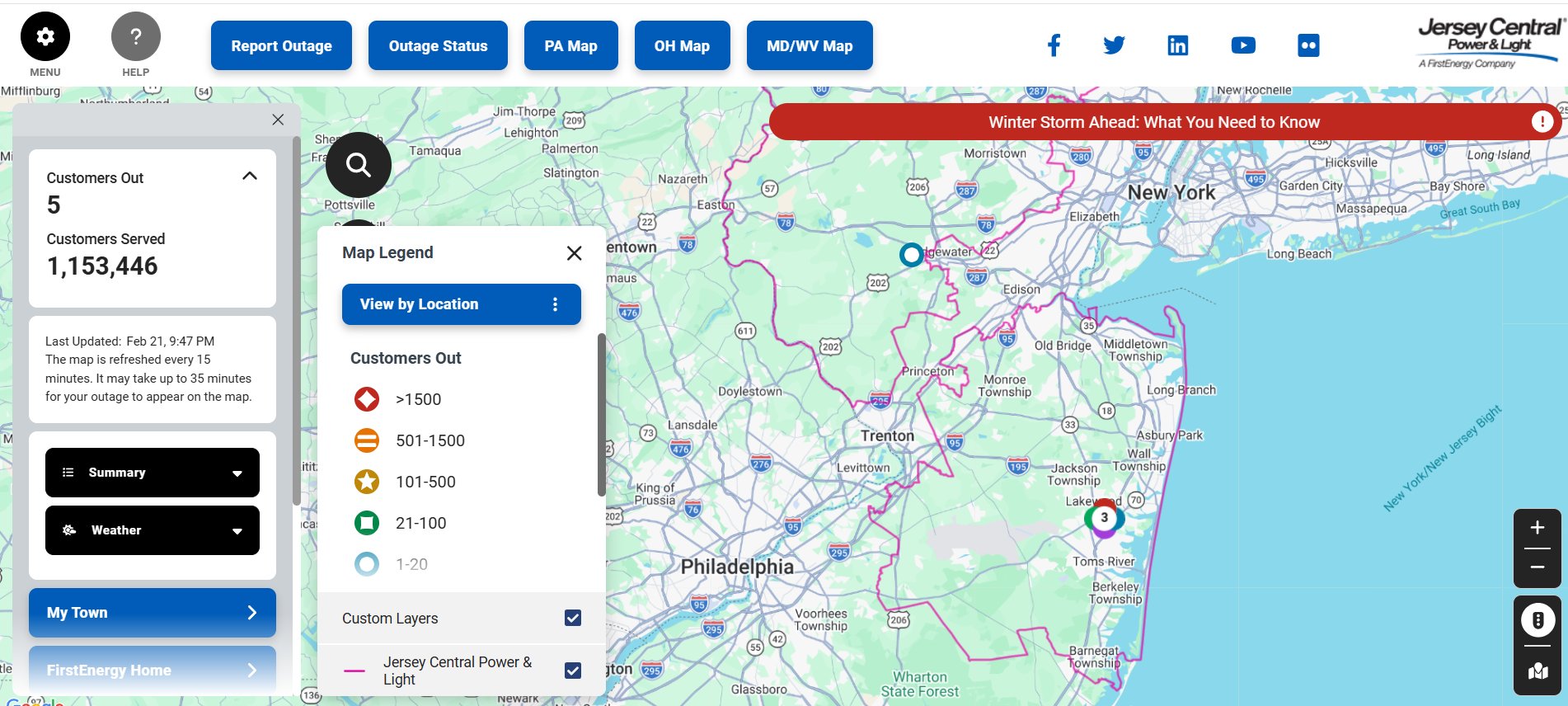 ⚡ POWER OUTAGE MONITORING — OCEAN... - EXIT 74 Scanner News | Facebook
