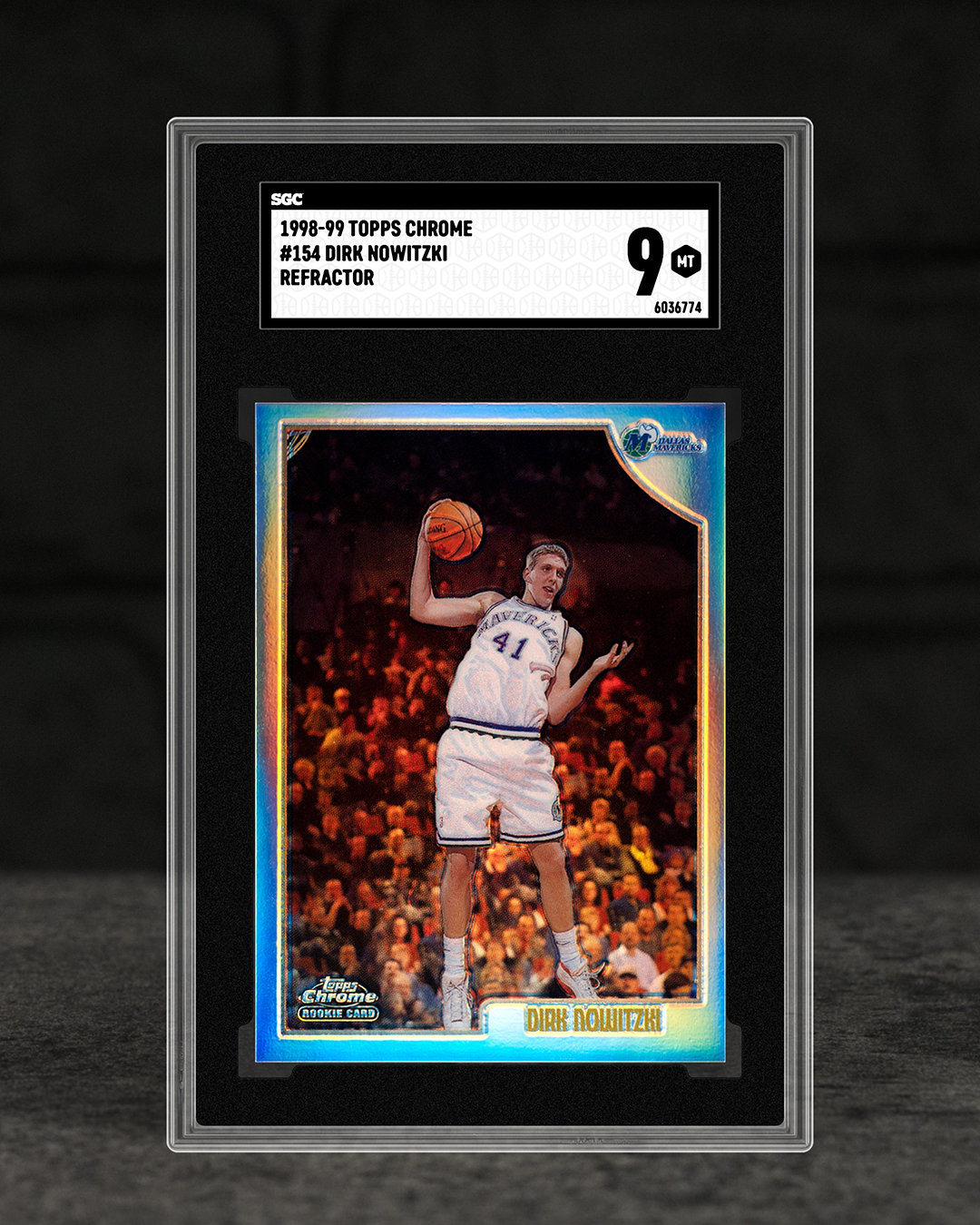Dirk Nowitzki's 1998 Topps Chrome Refractor rookie card