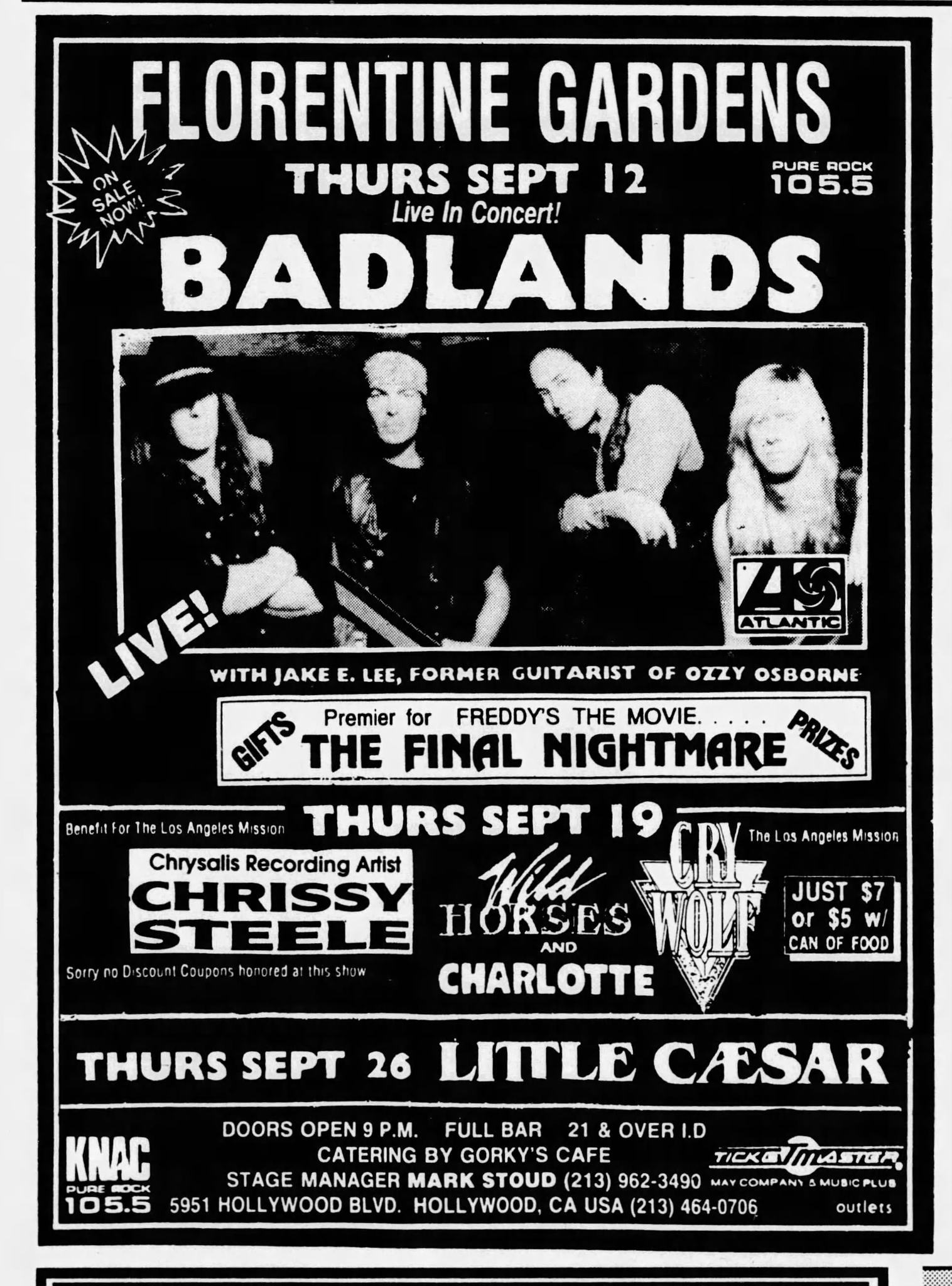 Badlands live at Florentine Gardens in Los Angeles, California, 1991