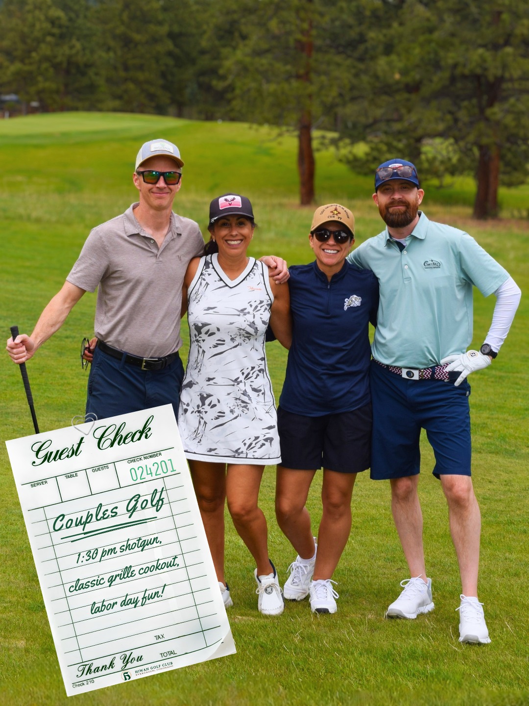 Hiwan Golf Club's Labor Day golf event with couples sixsome and classic grille cookout