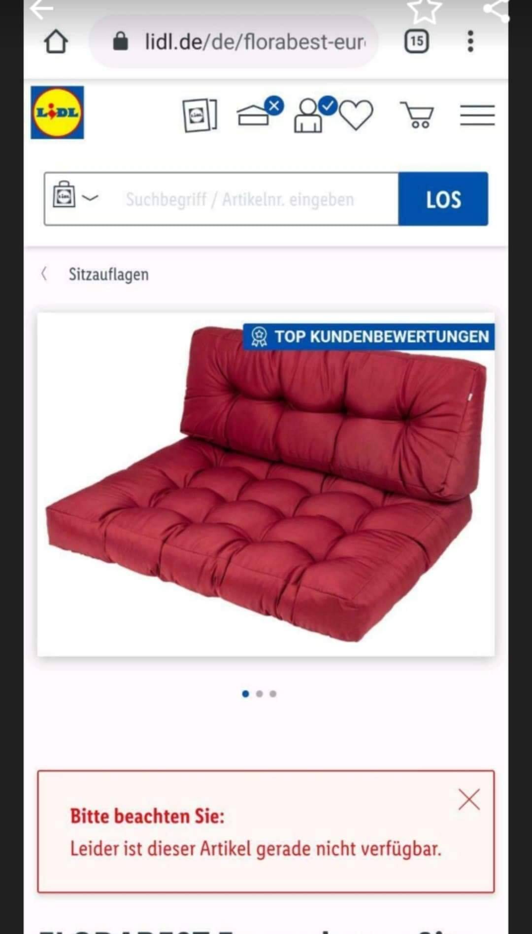 Verkaufe die zwei Sets Paletten Kissen je zwei Kissen von Lidl original verpackt in rot. Pro Set 50 Euro