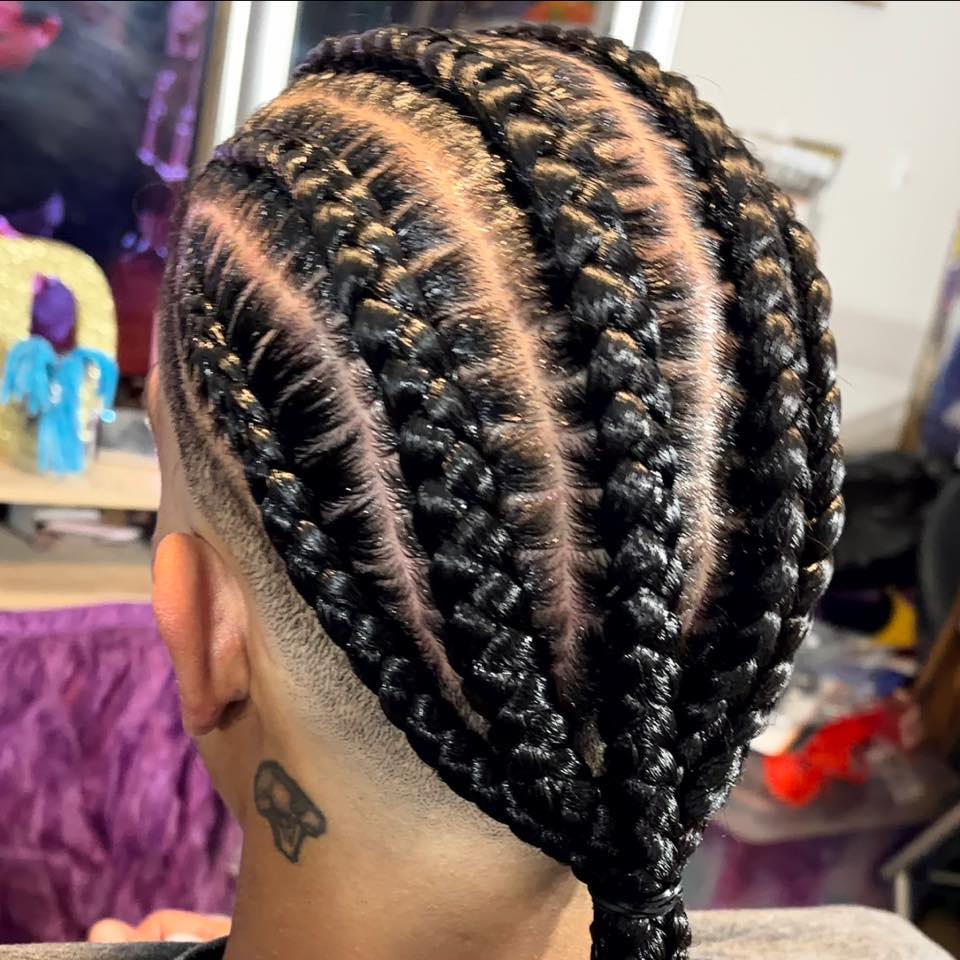 Large Tribal Knotless Braids w/Custom Color🧡💜🧡💜🧡💜🧡💜🧡💜 #DivineShine # ...