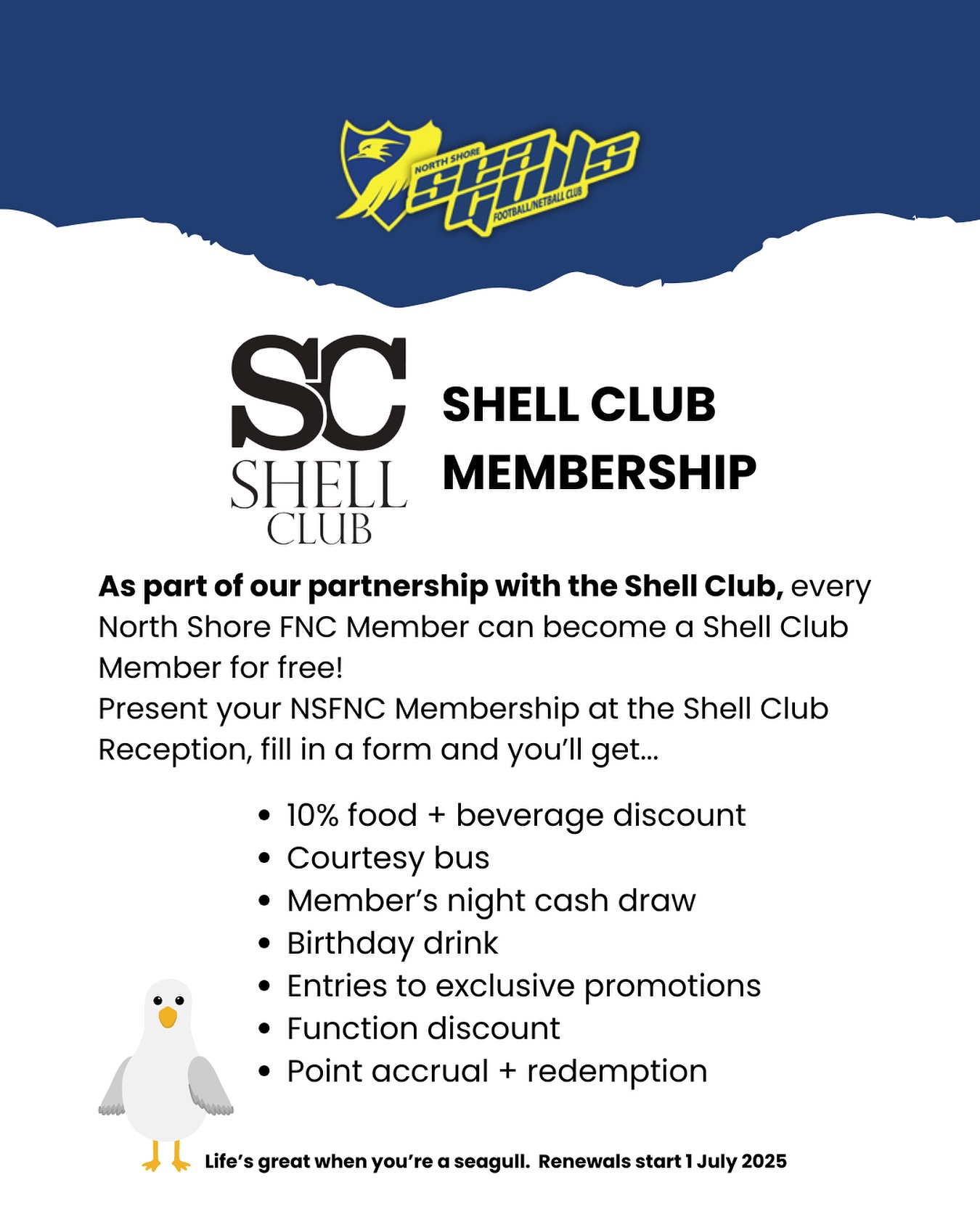 North - SHELL CLUB MEMBERSHIP RENEWALS | from 1 July 2025 💙💛 As part of ...