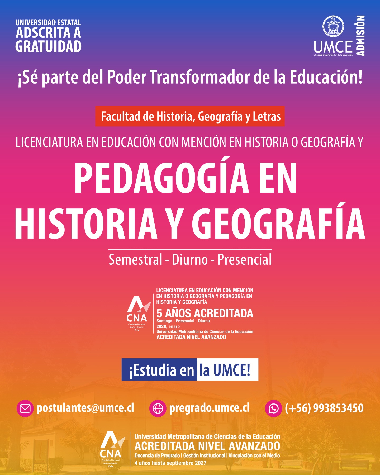 Admisión - Estudia Pedagogía en Historia y Geografía en la UMCE y forma ...