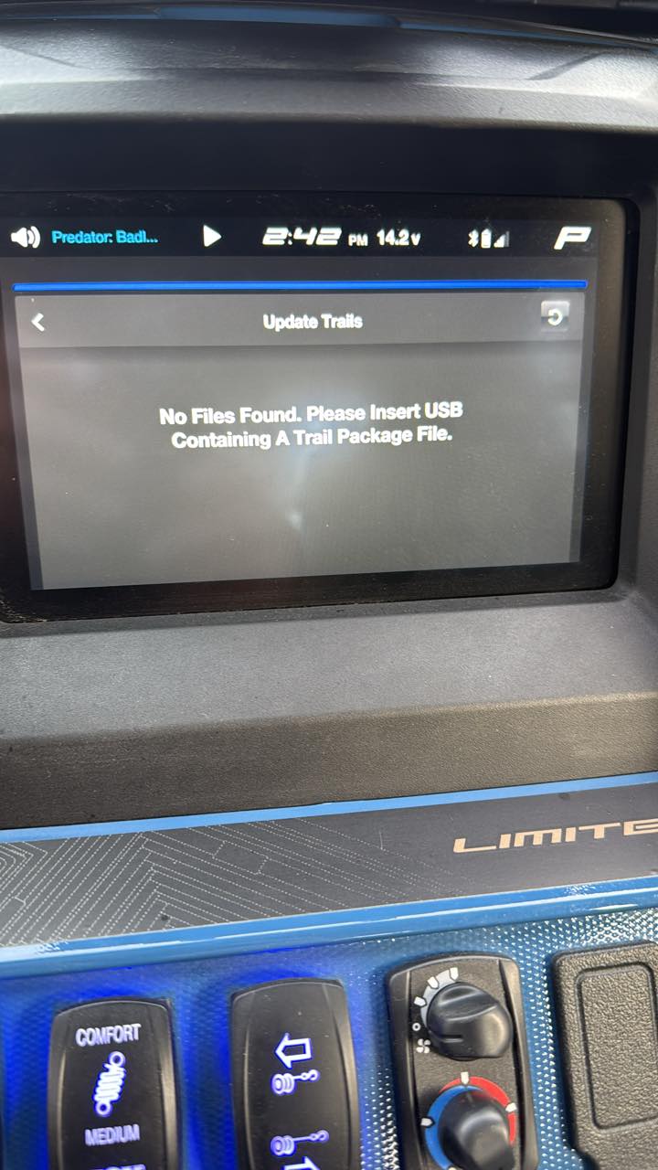 Yamaha sxs not recognizing usb with maps?