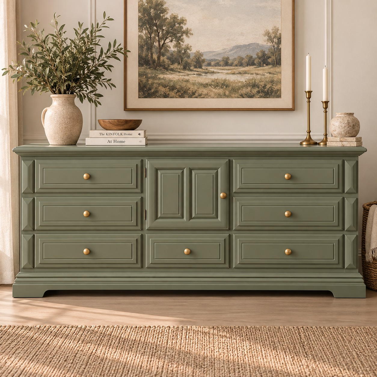 Vintage eucalyptus green dresser makeover ideas
