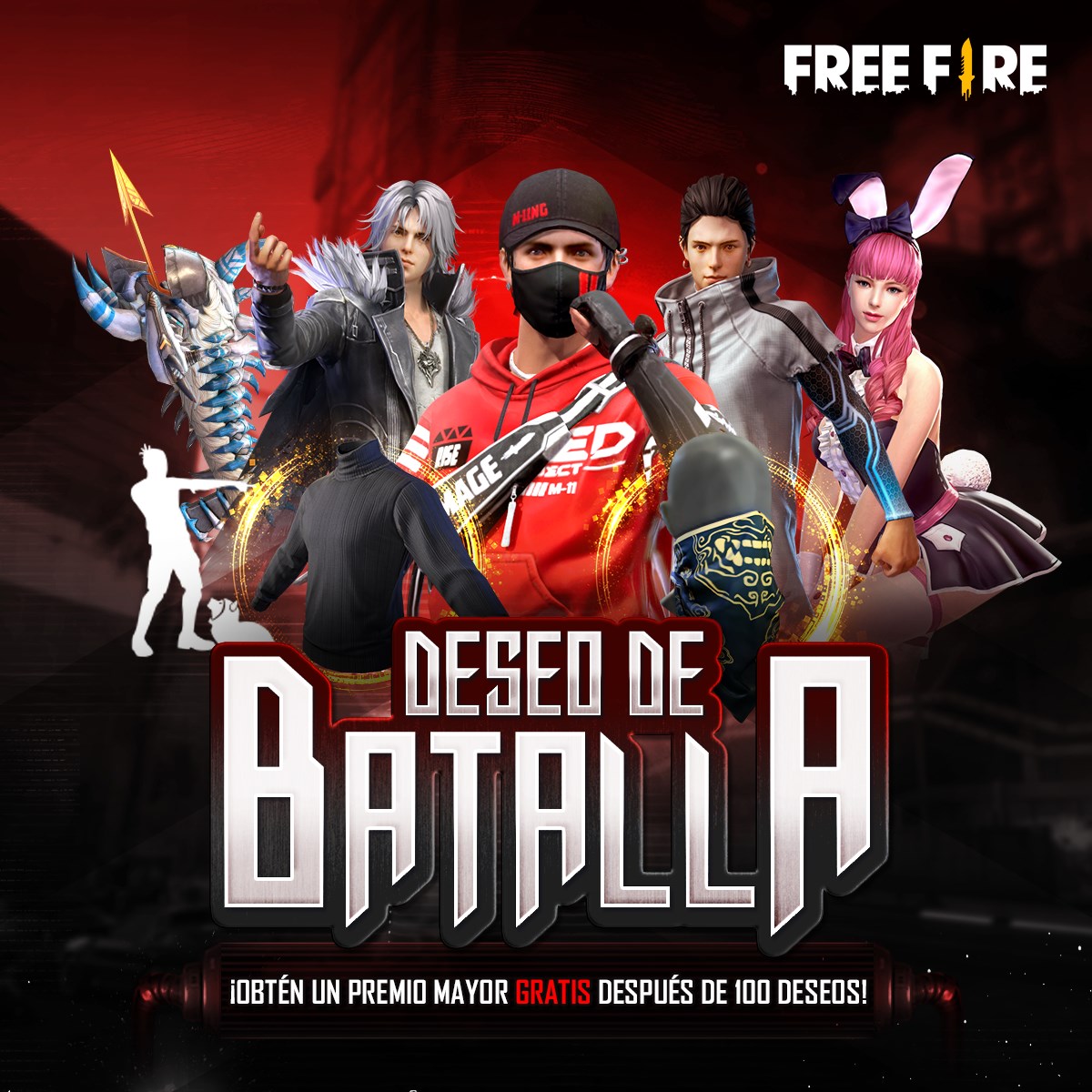 Garena Free Fire Desea Y Puede Hacerse Realidad Participa En Nuestro Nuevo Evento Web Deseo De Batalla Y Obten Increibles Premios Como Aspectos Emotes Y Mucho Mas Premio Mayor