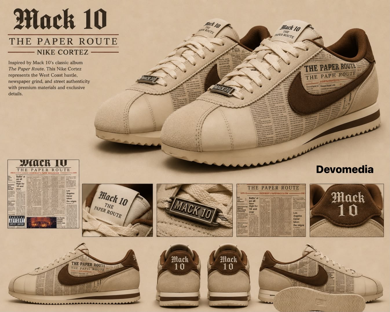 Devo - The Mack 10 “paper route” Nike Cortez concept ? #rap 