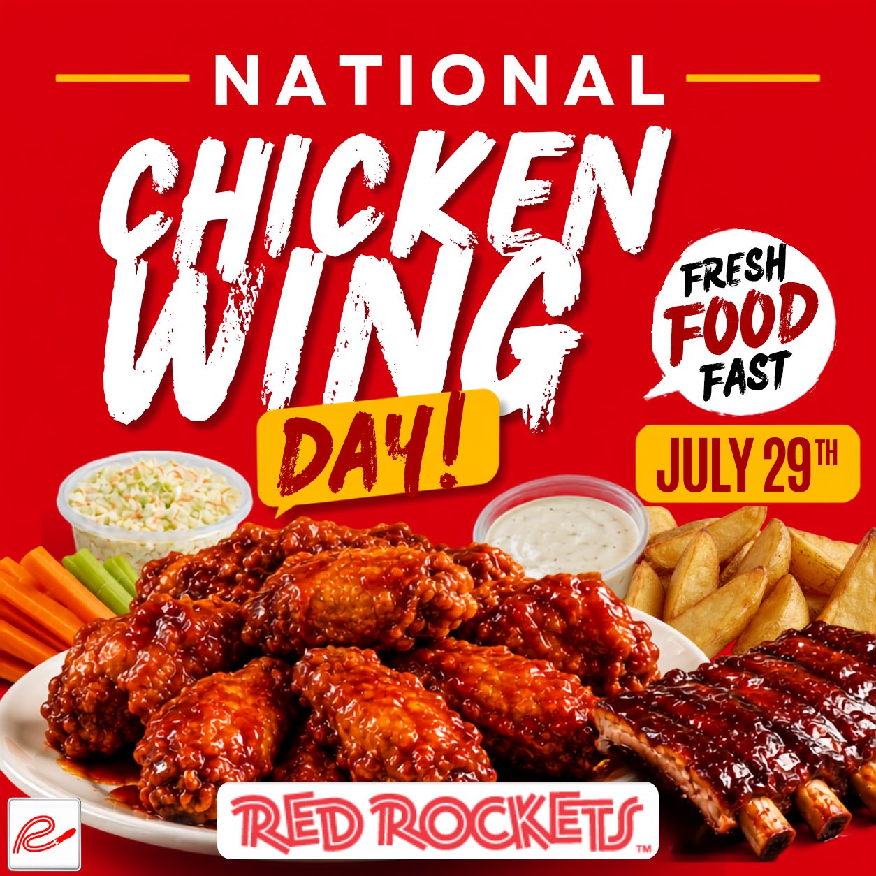 Celebrate National Chicken Wing Day with Red Rockets on July 29
