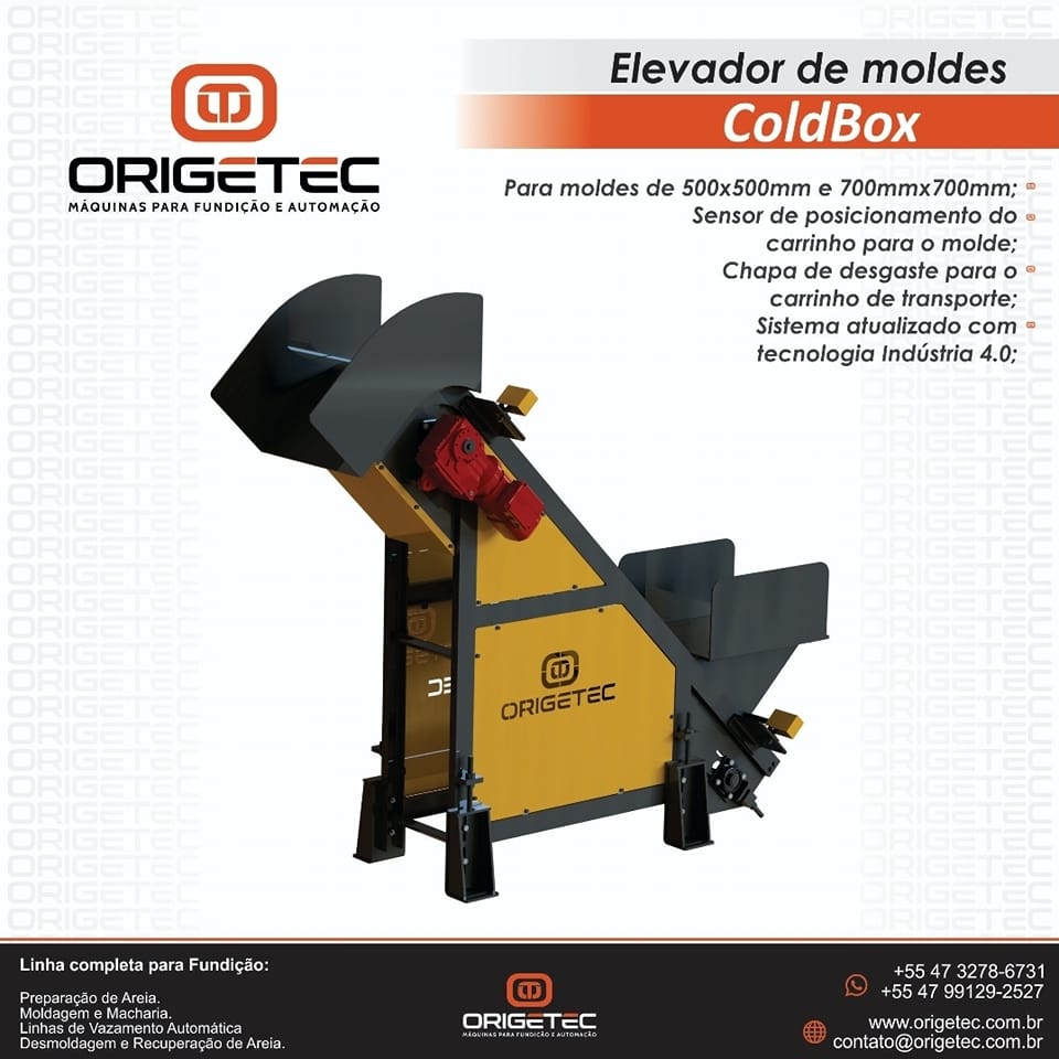 Origetec Máquinas para Fundição - Elevador de moldes para fundição cold ...