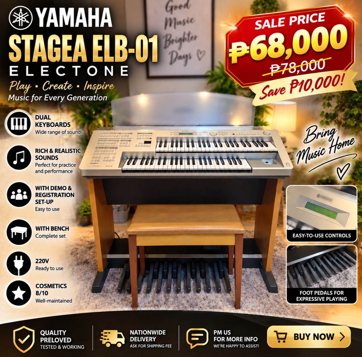 YAMAHA Electone STAGEA モデル　ELB-01【引取限定】 🎹 SALE 🔥Yamaha Stagea ELB-01 — now only ₱68,000! Complete with