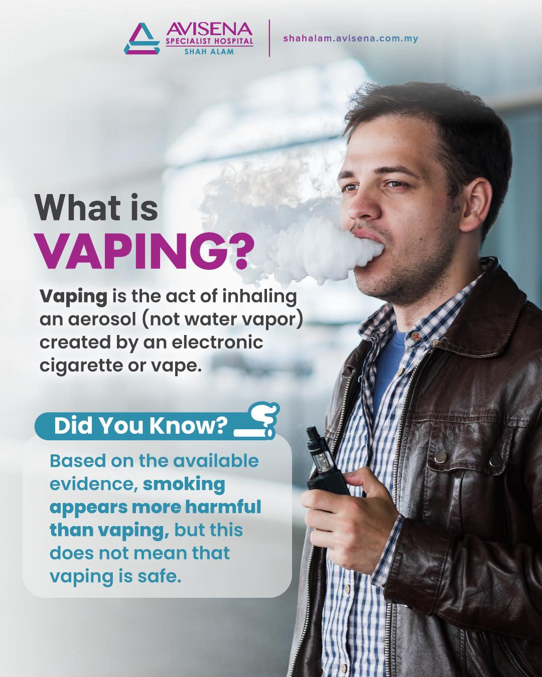 inhaling vape smoke Vaping exposes you to toxic chemicals and high nicotine levels. Know the facts, protect your health! For appointments, call us at +(603) 5515 1966. #AvisenaSpecialistHospital #AvisenaHealthcare #WithUsItsAlwaysPersonal kit type: Sub Ohm vuse starter kit price The taste:Cool Mint & Watermelon Ice