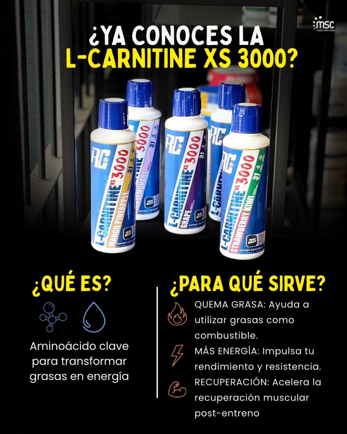 🔥 Haz que cada entrenamiento cuente. Prueba la L-Carnitine XS 3000 y dale un impulso a tu rendimiento. 💪 📍Disponible en MSC Gym. #mscgym #zamoramichoana #suplementos #carnitina