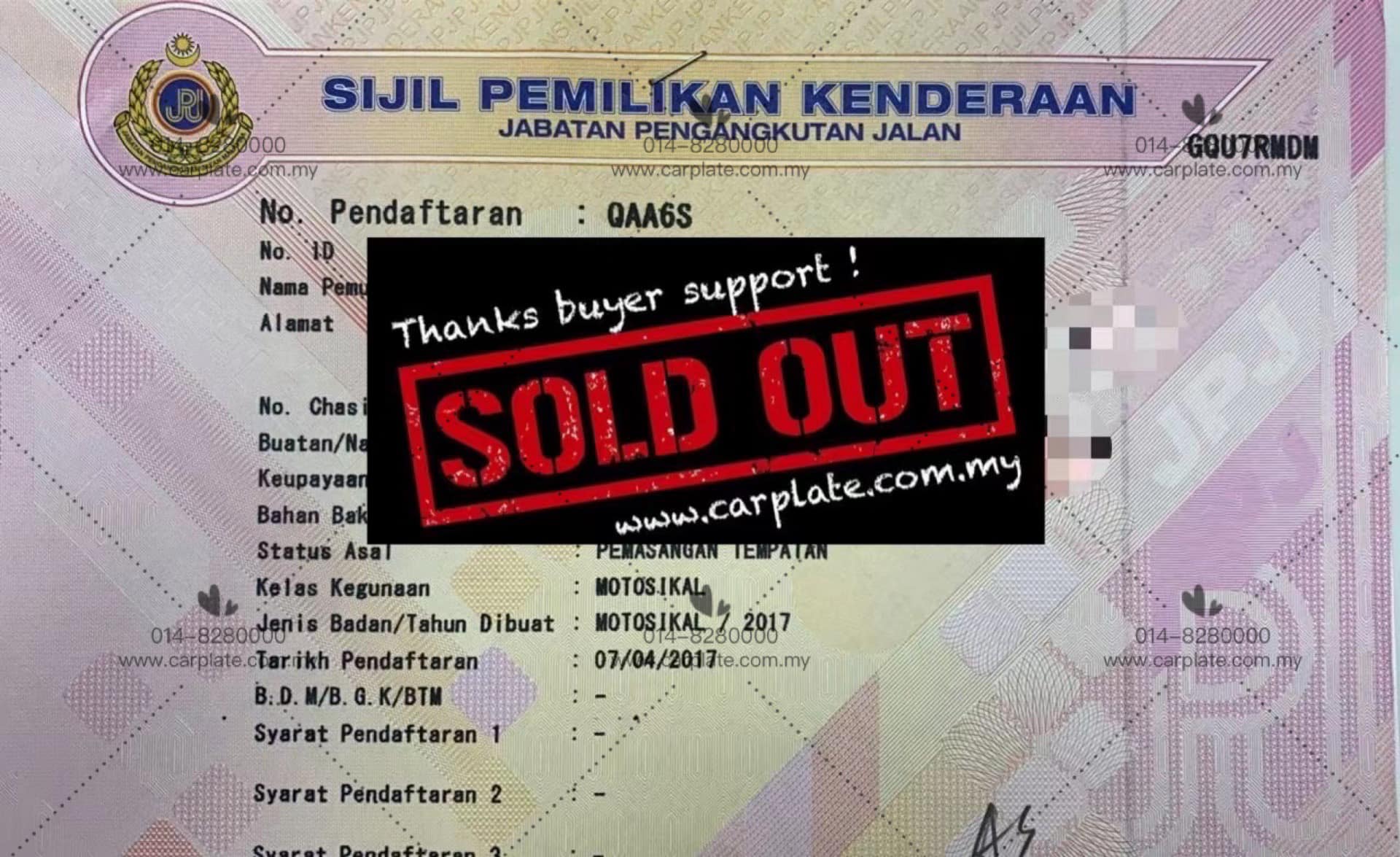 Thanks Buyer Support Vip Car Plate Hp Num Malaysia Facebook