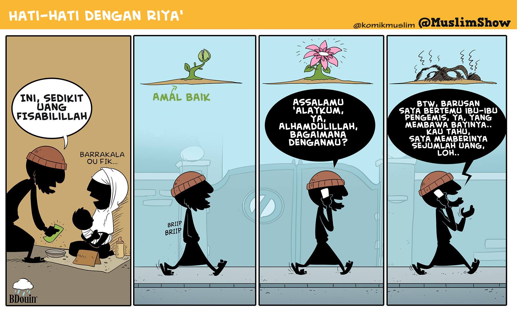 Komik Muslim - Hati-hati terhadap riya'. Riya’ adalah...