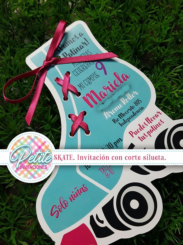 SKATE ROLLER. Invitación, Sticker y... - Petite Invitaciones