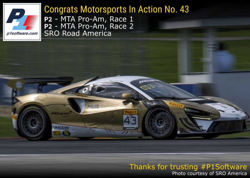 P1Software - Congratulations to Motorsports In Action, No.... | Facebook