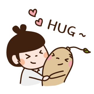 吾感工作室 - 【貼圖二三事】HUG。 好吧！這個迷樣的新角色是人蔘啦！😂 很簡單的設計想法，就是擁抱、擁抱人生！🤗... | Facebook